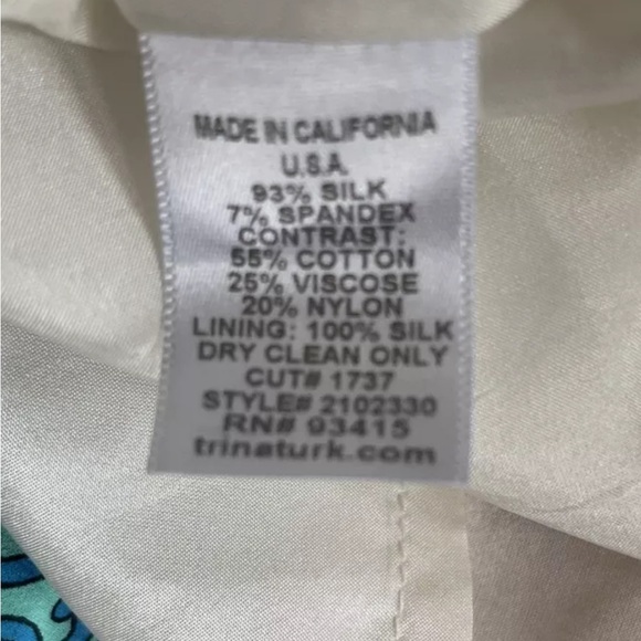 Trina Turk Sz 2 silk (93%) blend fully lined colorful dress - Picture 10 of 10